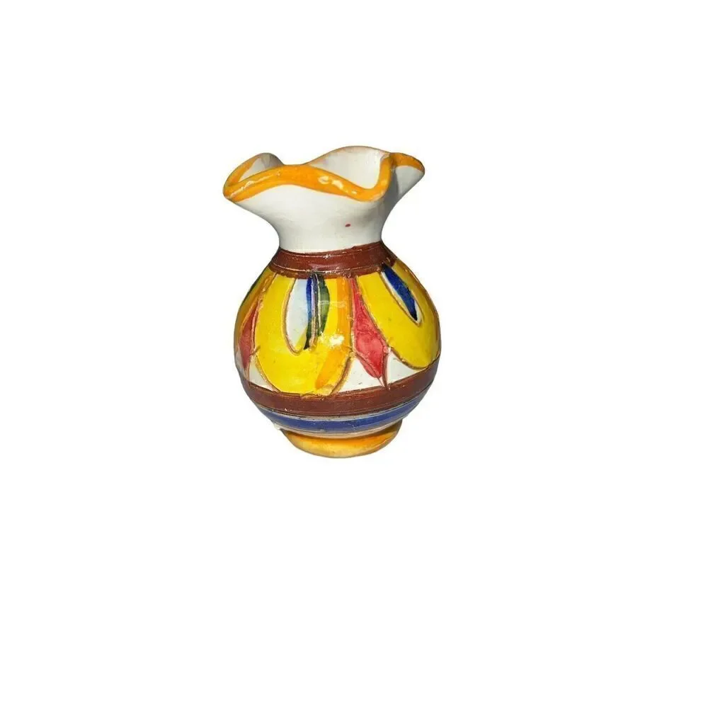 vtg. 3 Miniature Vases made in italy hand throw and painted 3